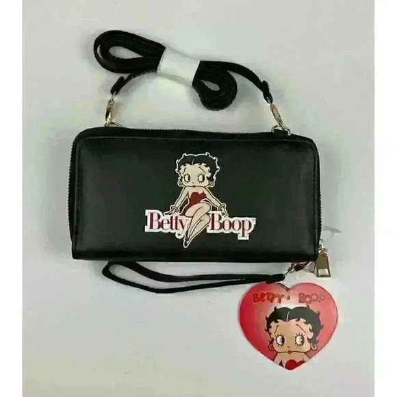 NEW! Betty Boop Womens Lany Vegan Crossbody Wristlet Wallet Bag - Picture 3 of 3